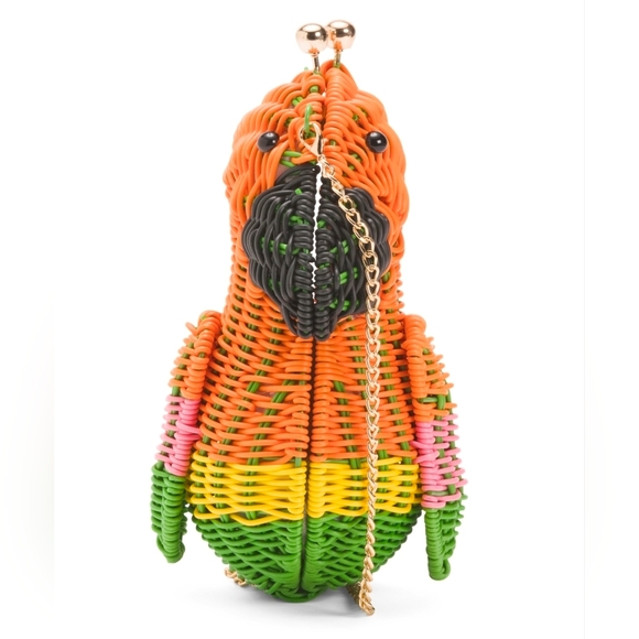 Tommy Bahama Handbags - 💕🔹️Tommy Bahama🔹️orange Basket Colorful Parrot Woven Bag